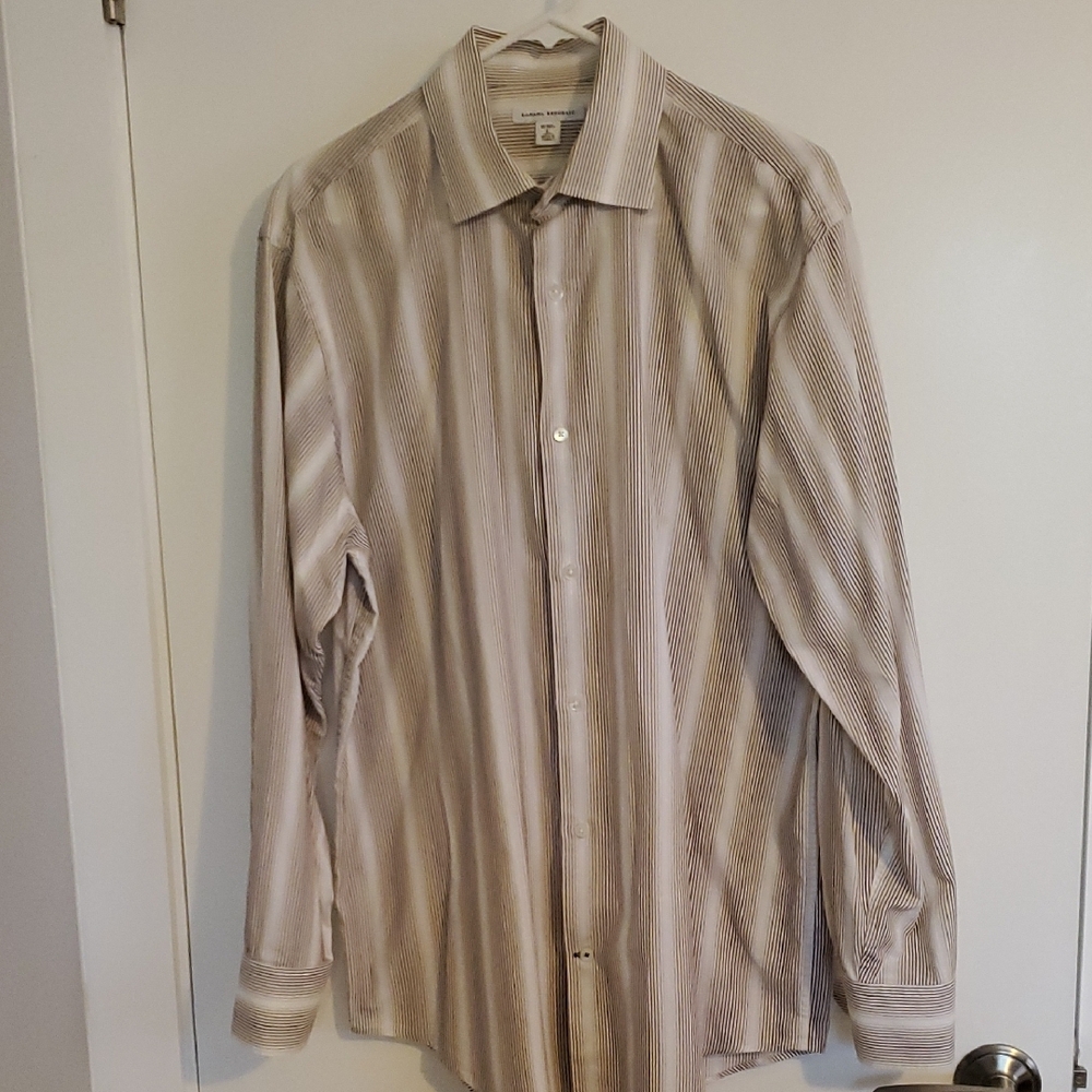 Banana Republic Burgundy and Beige Striped Dress Shirts - Picture 2 of 8